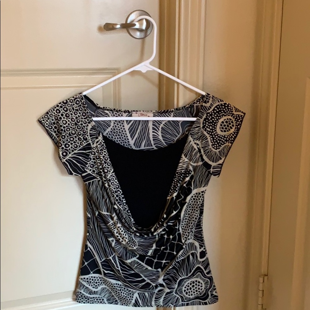 L’Patricia Black and White floral shirt